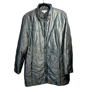 Charter Club Metallic Gray Puffer Coat